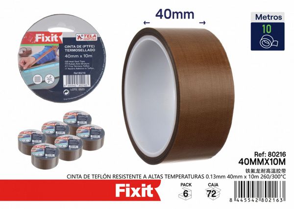 Cinta de teflón resistente a altas temperaturas 0.13mm 40mm x 10m