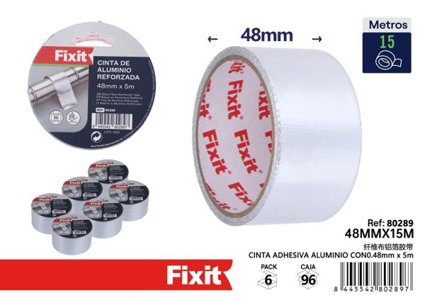 Cinta adhesiva de aluminio con fibra 0.48x5m