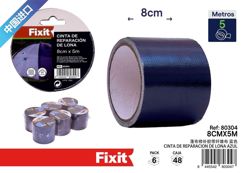 Cinta de reparación de lona azul 8 cm x 5 m - Accesorios de limpieza