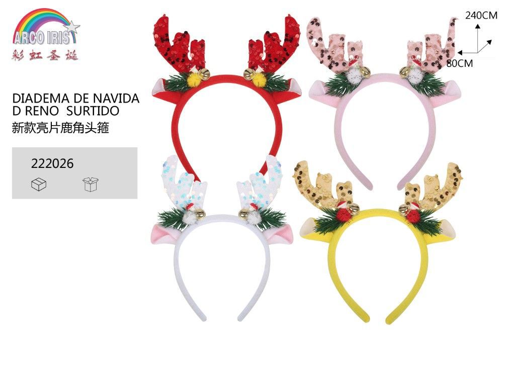 Diadema de Navidad con cuernos de reno surtida para fiestas