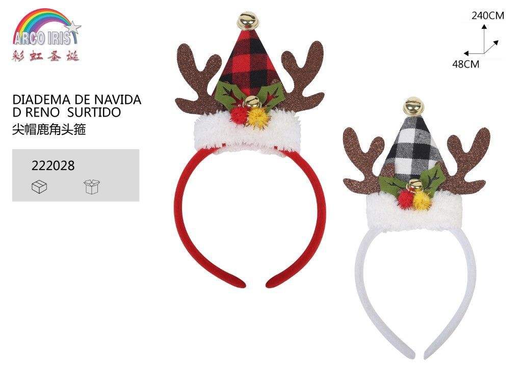 Diadema de Navidad con cuernos de reno surtidos