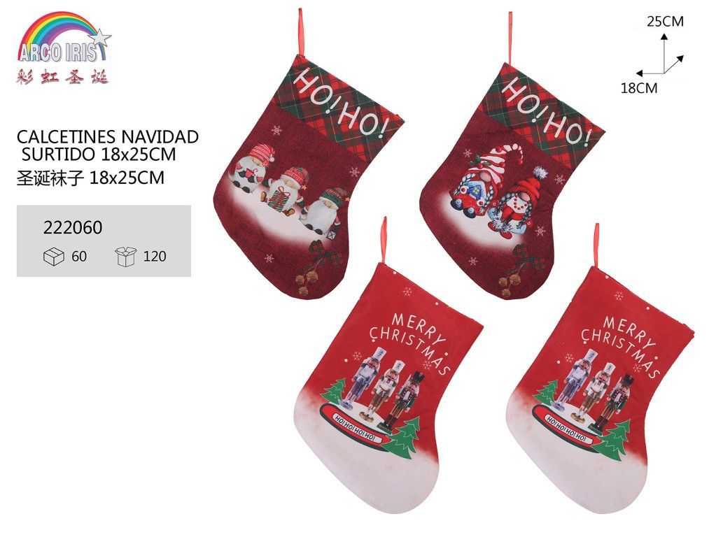 Calcetines de Navidad surtidos 18x25cm para decoración navideña