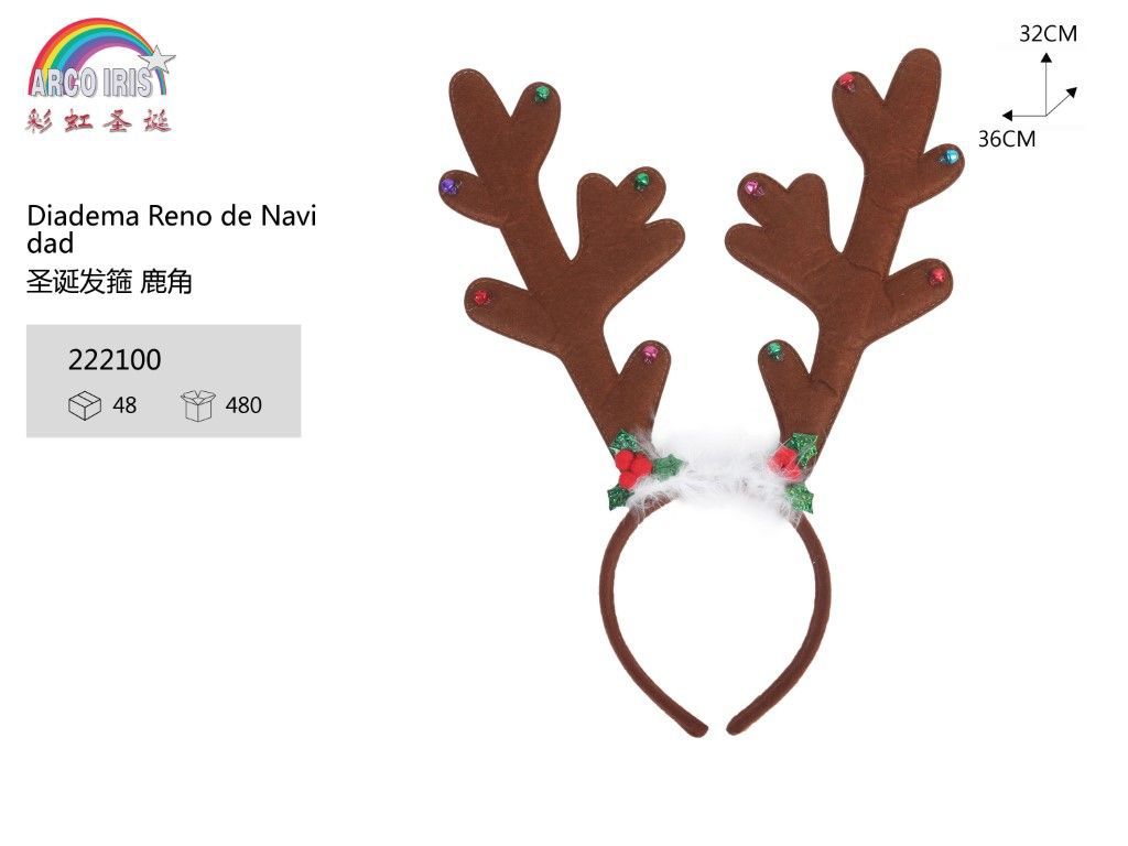 Diadema reno de Navidad 36x32cm para disfraces navideños