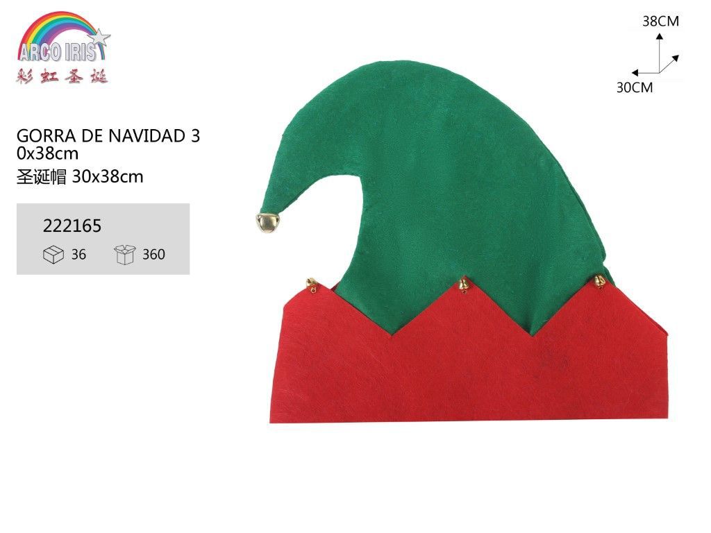 Gorro de Navidad 30x38cm para disfraces navideños