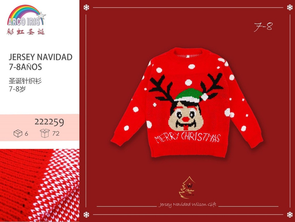 Jersey de Navidad 7-8 años para fiestas y disfraces