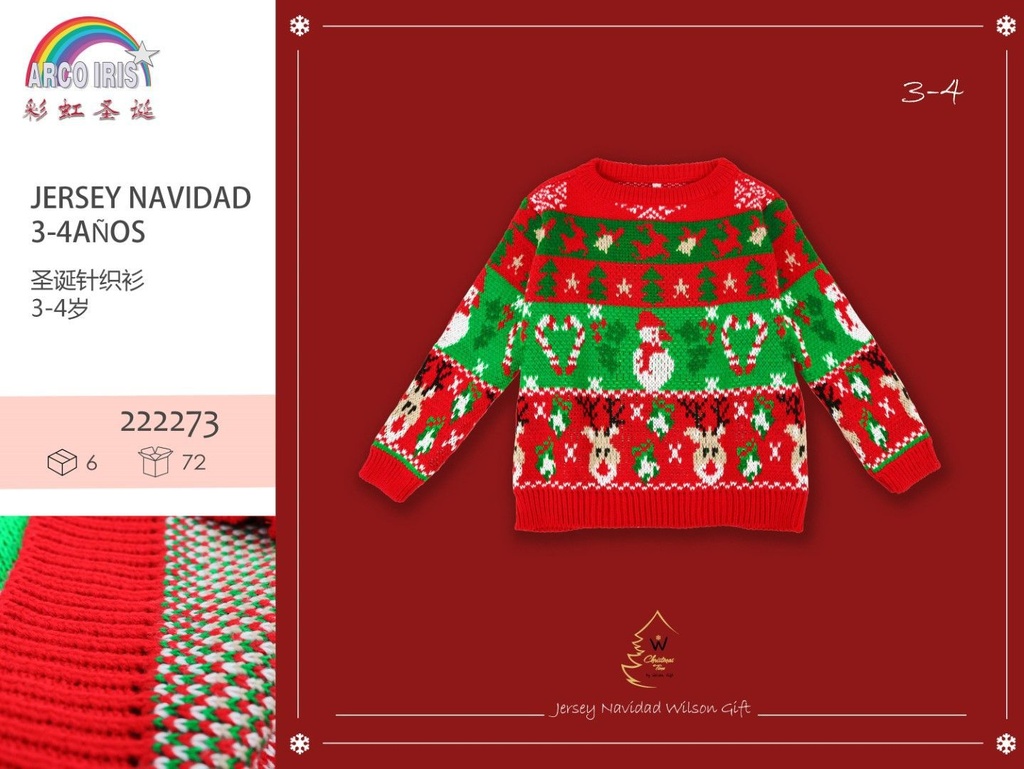 Jersey navideño talla 3-4 años para niños