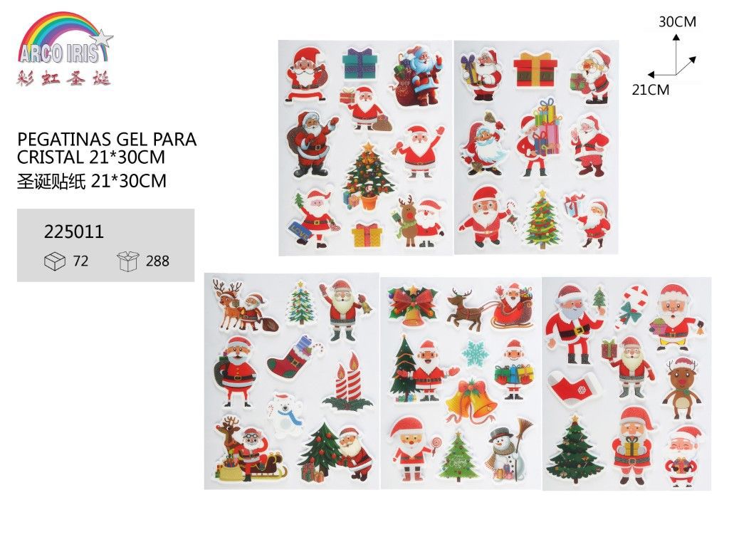 Pegatinas gel para cristal navidad 21x30cm