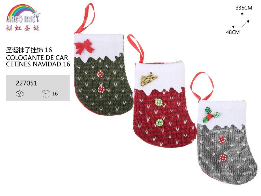 Colgante de calcetines de Navidad 16cm para decoración navideña