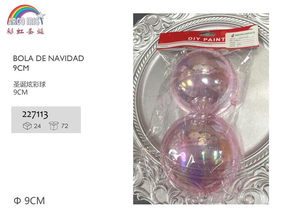 Bola de navidad 9cm para decoración festiva