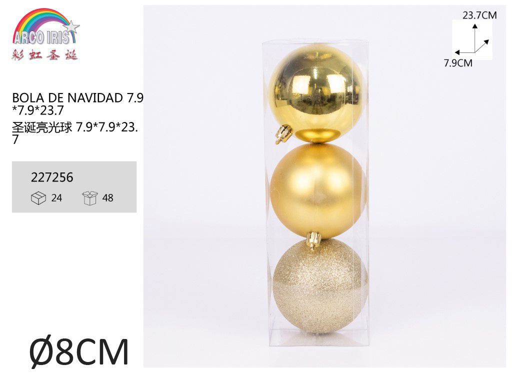 Bola de navidad brillante 7.9x7.9x23.7cm dorada