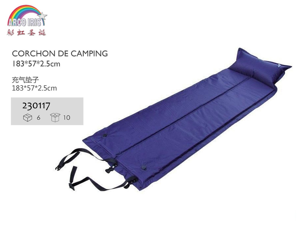 Colchón de camping 183x57x2.5cm para actividades al aire libre