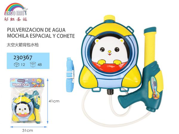 Mochila espacial y cohete con pistola de agua para niños