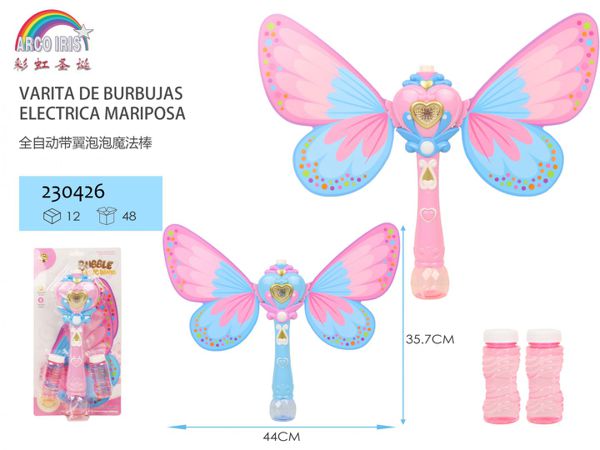 Varita de burbujas eléctrica mariposa para juegos infantiles