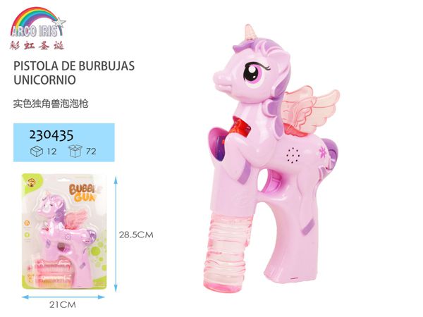 Pistola de burbujas unicornio para niños