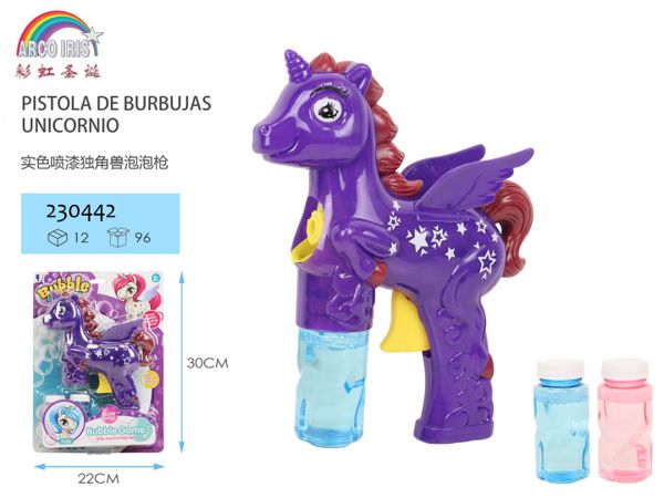 Pistola de burbujas unicornio para niños