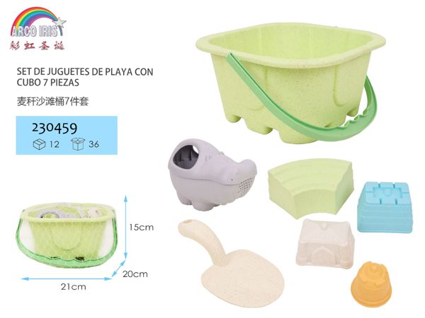 Set de juguetes de playa con cubo 7 piezas