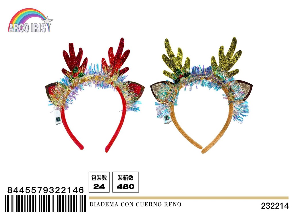 Diadema con cuernos de reno para disfraces navideños