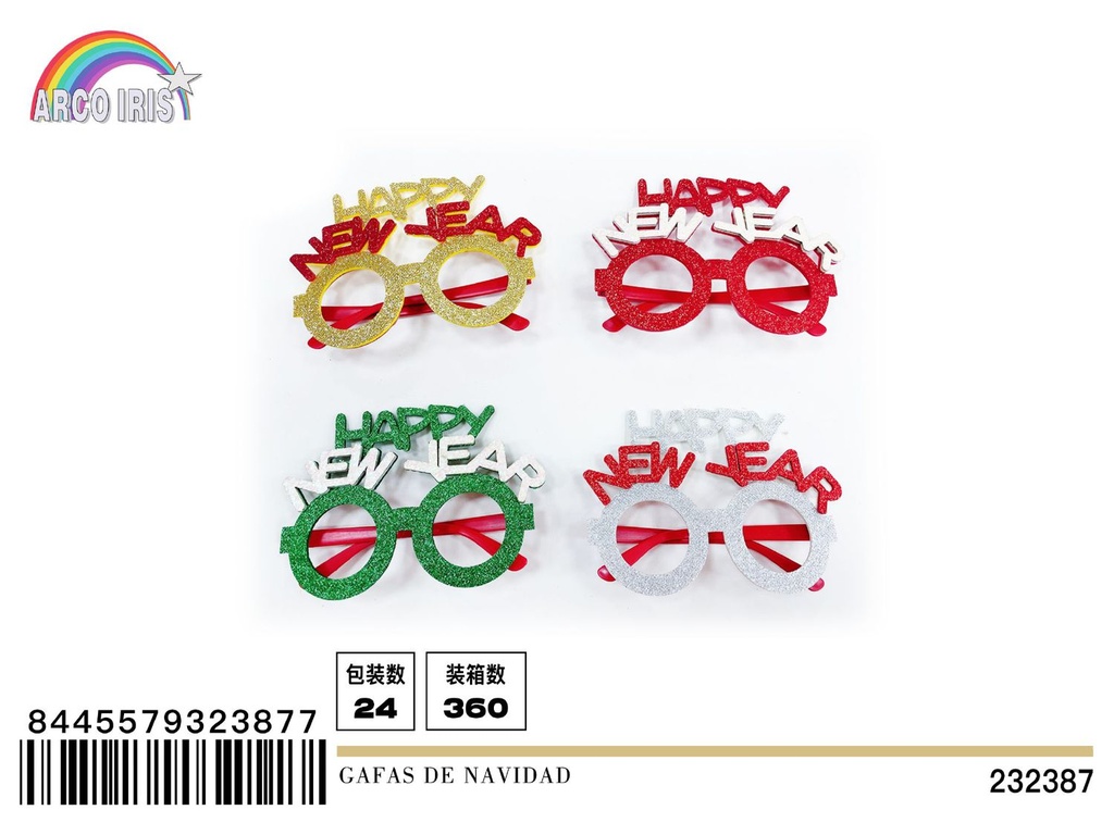 Gafas de Navidad "Happy New Year" para fiestas