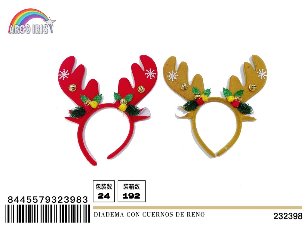 Diadema con cuernos de reno para navidad