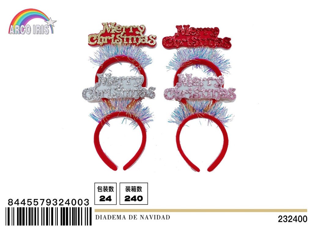 Diadema de Navidad Merry Christmas, 1pc para fiestas