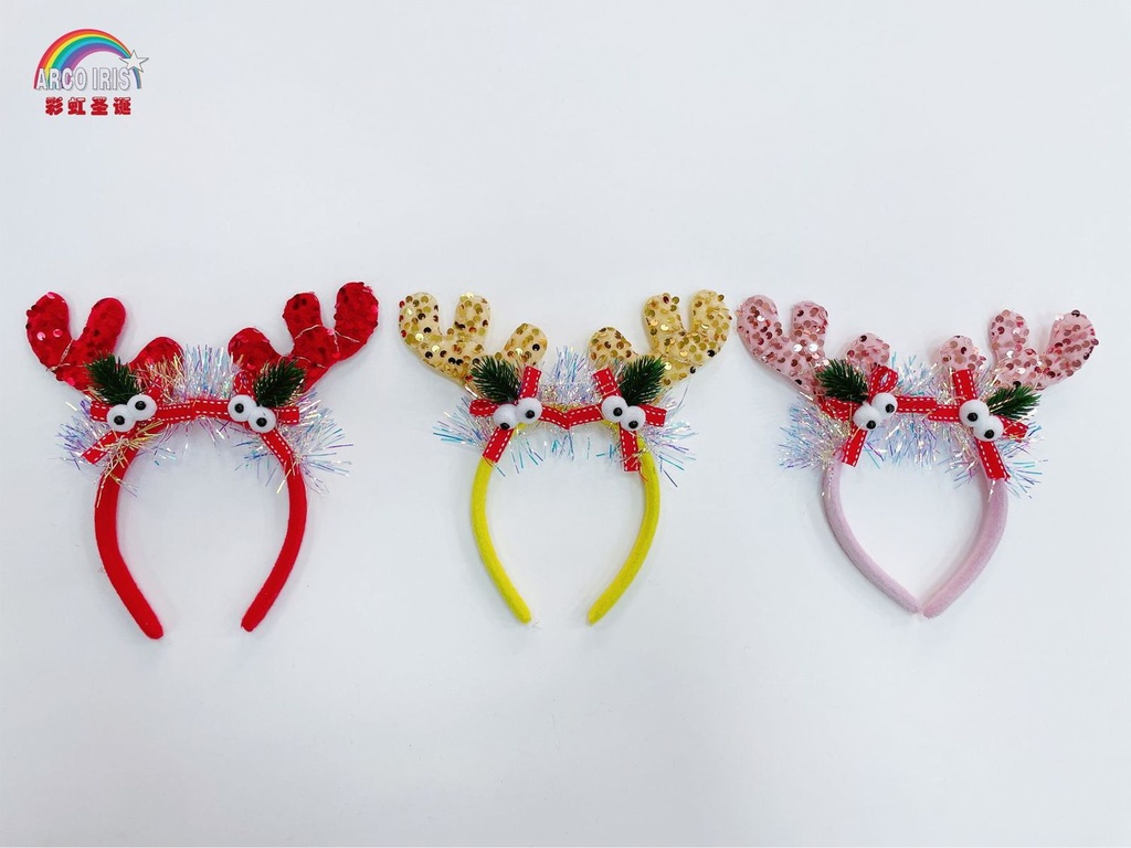 Diadema con cuernos de reno y luces para Navidad