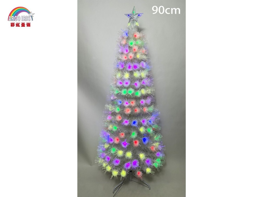 Árbol de Navidad de fibra óptica blanca con luz 90cm para decoración navideña