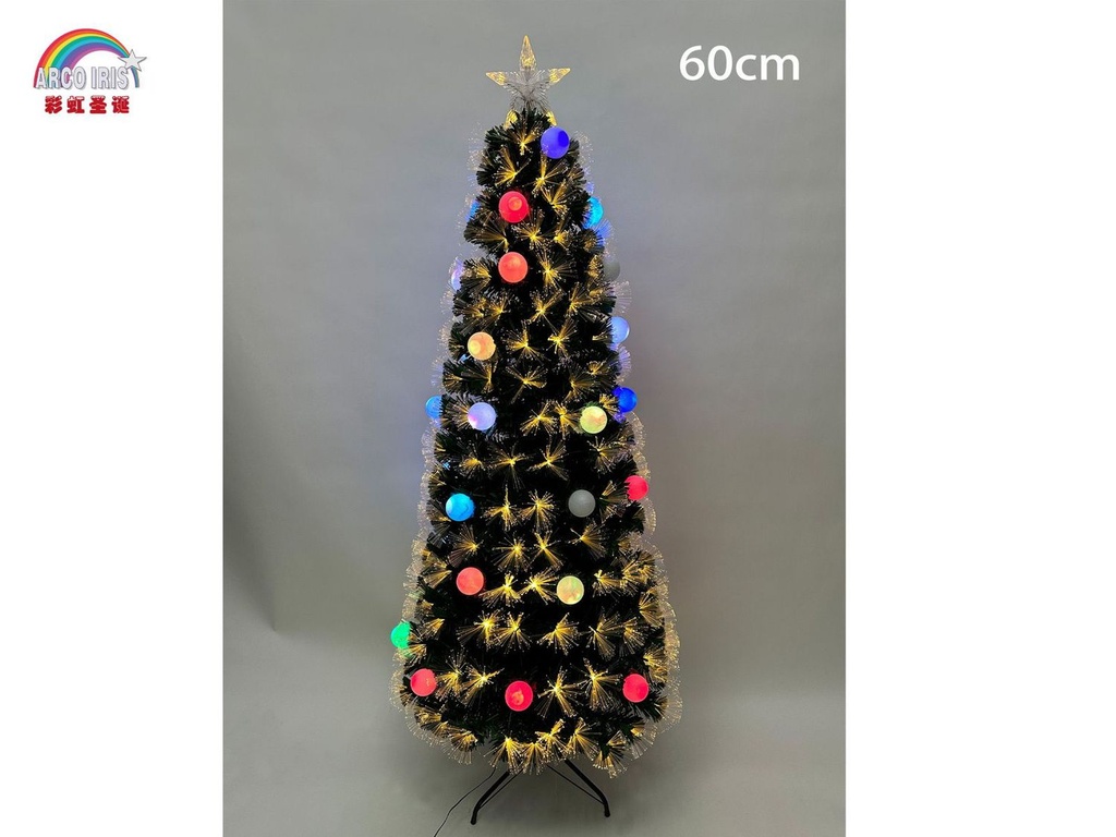 Árbol de fibra óptica con bolas de luz 60cm para decoración navideña