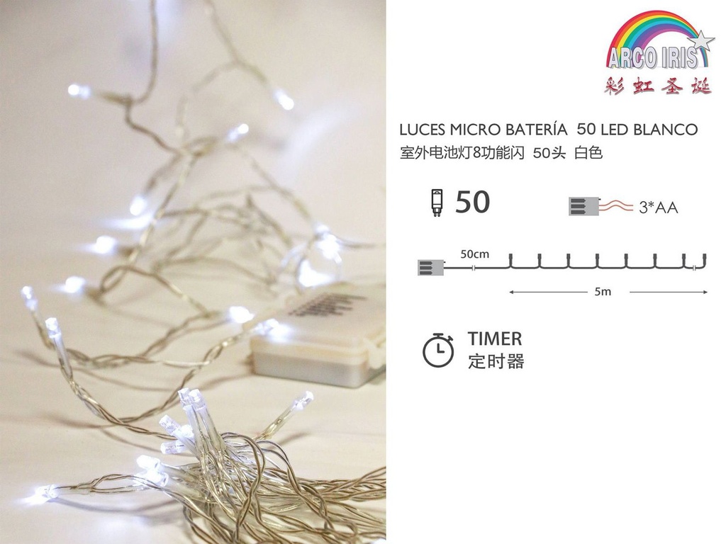 Guirnalda LED con 3 pilas AA para exterior