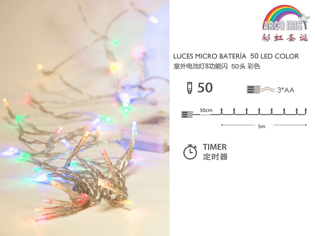 Luz de guirnalda con 3 pilas AA uso exterior