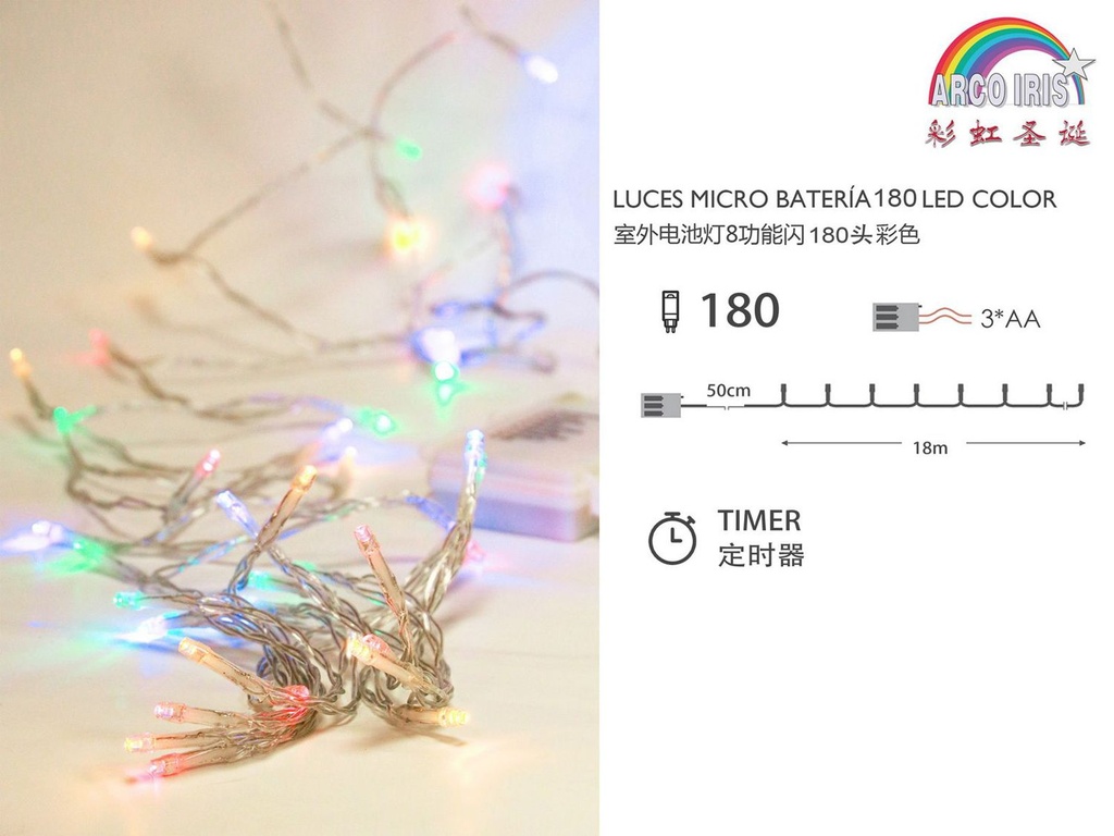 Guirnalda de luces para exterior con 3 pilas AA