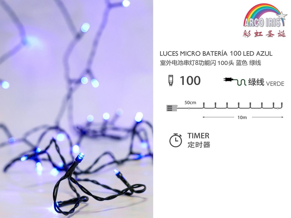 Luz de guirnalda con 3 pilas AA para uso exterior