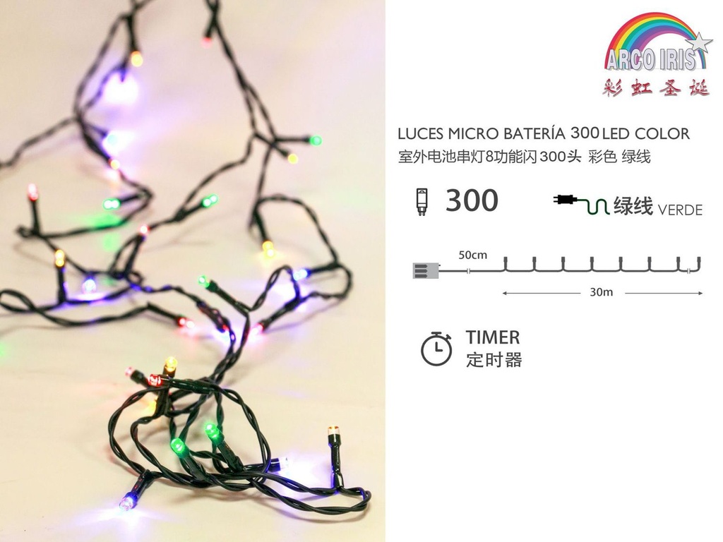 Guirnalda de luces a pilas con 3AA para uso exterior en Navidad