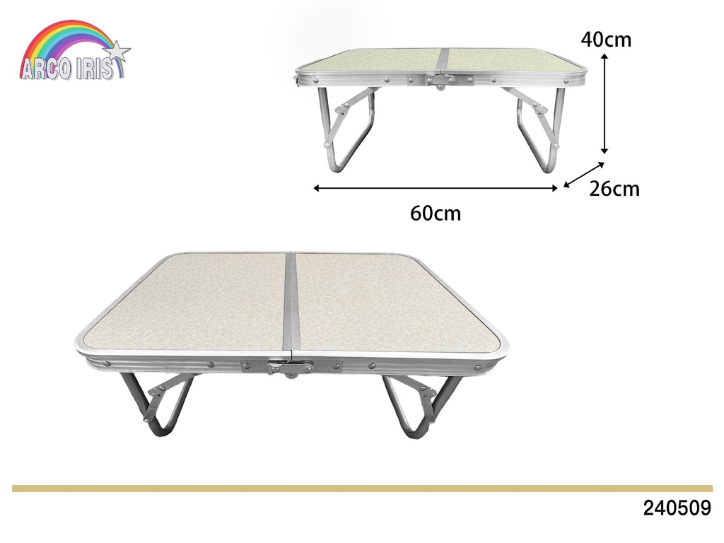 Mesa plegable 40x60x26cm - Mesa portátil para camping
