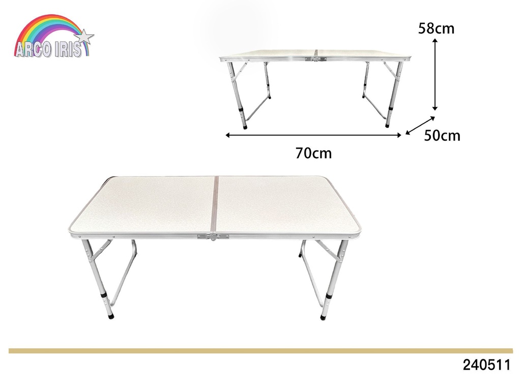 Mesa plegable 50x70x58cm para exteriores y camping