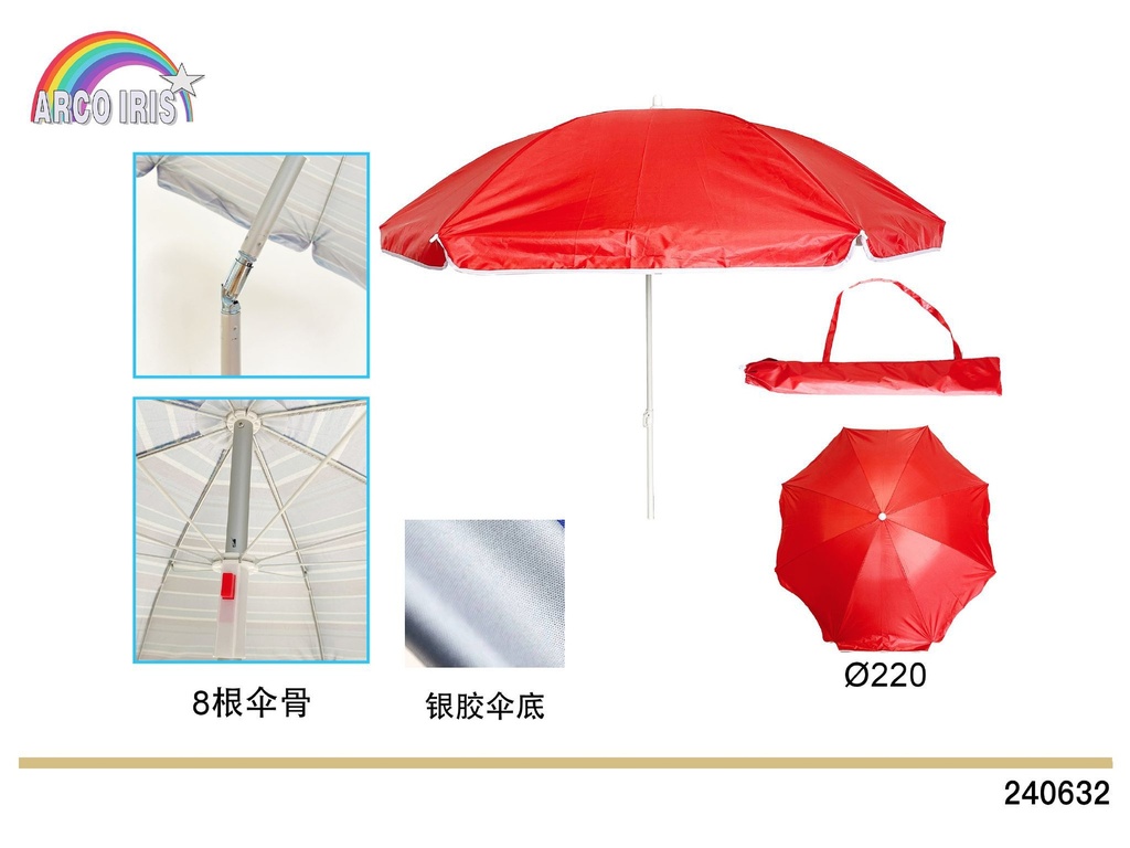 Sombrilla de hierro 220 cm x 8K - Muebles de jardín