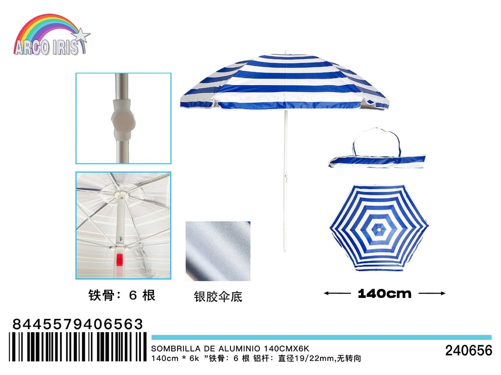 Sombrilla de aluminio 140 cm x 6K - Accesorios de verano