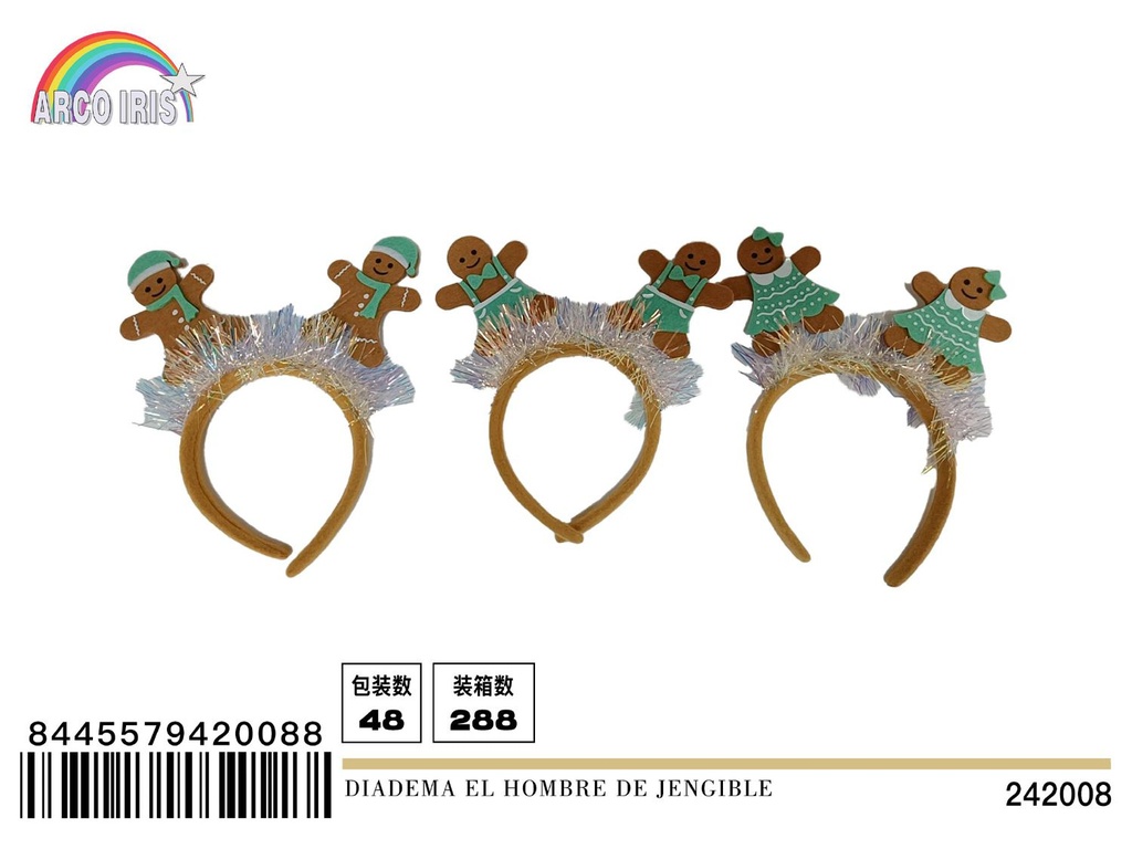 Diadema hombre de jengibre para fiestas navideñas