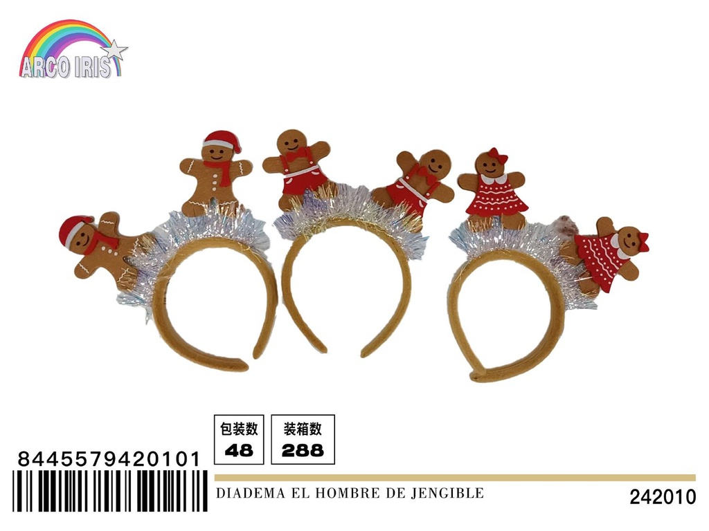 Diadema el hombre de jengibre para disfraz navideño