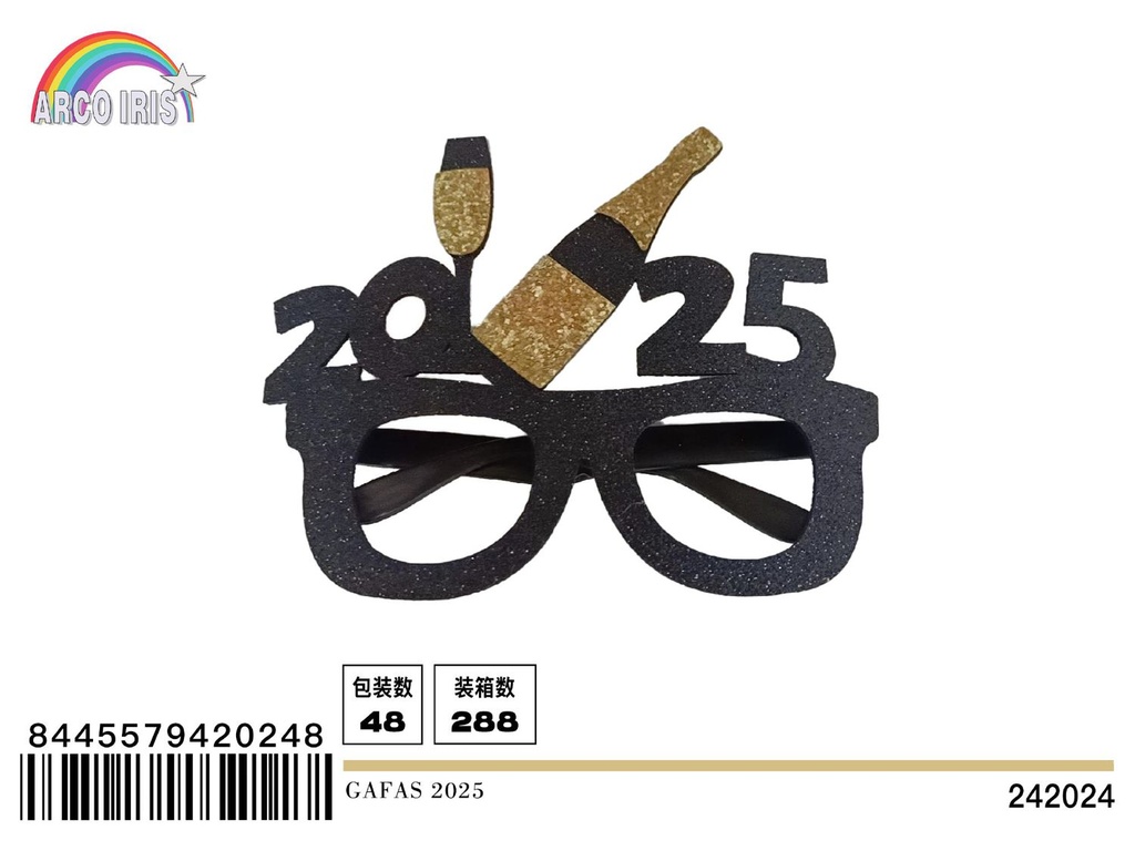 Gafas 2025 para celebración de Año Nuevo