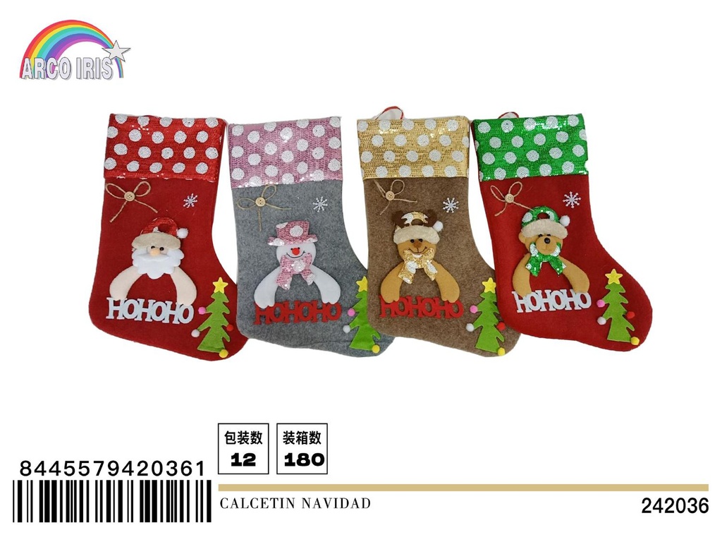 Calcetín de Navidad 18x38cm para decoración navideña