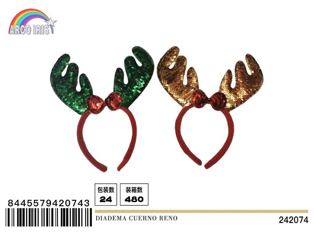 Diadema con cuerno de reno para fiestas navideñas