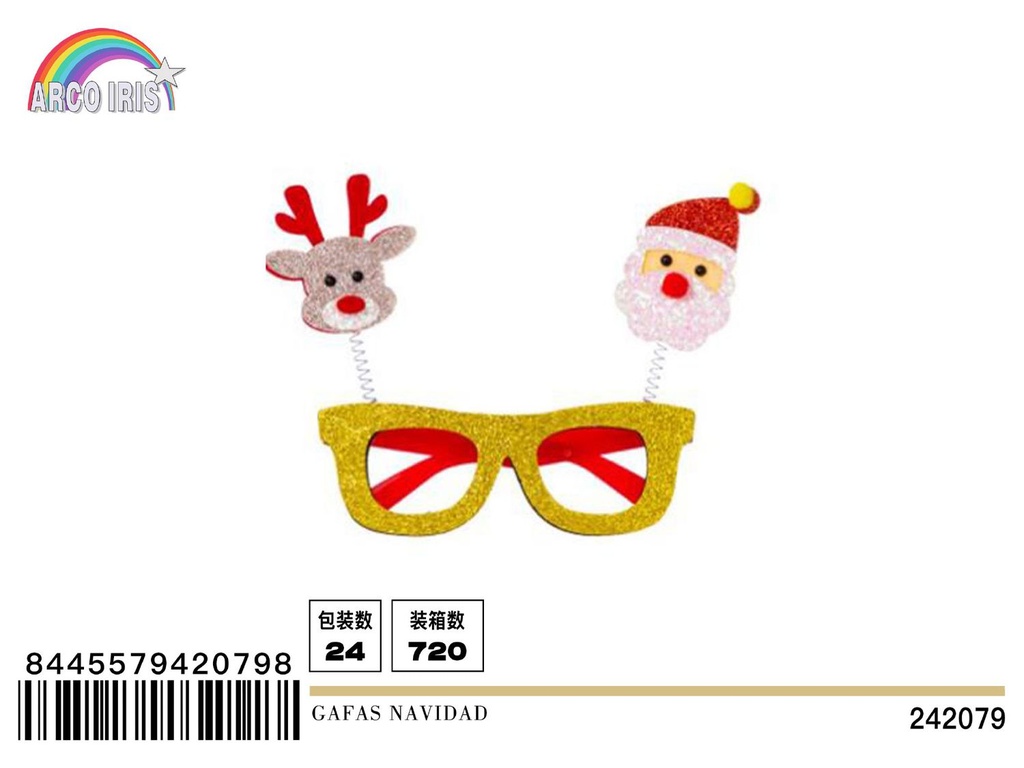 Gafas de Navidad con diseño de Papá Noel y reno para fiestas