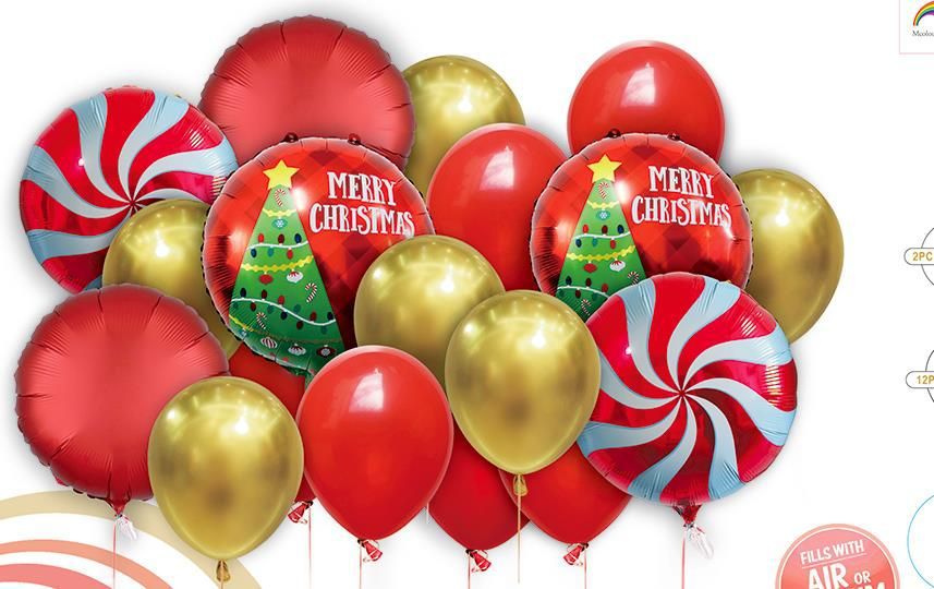 Globo de Navidad 18'' 6pcs y 12'' 12pcs para decoración festiva