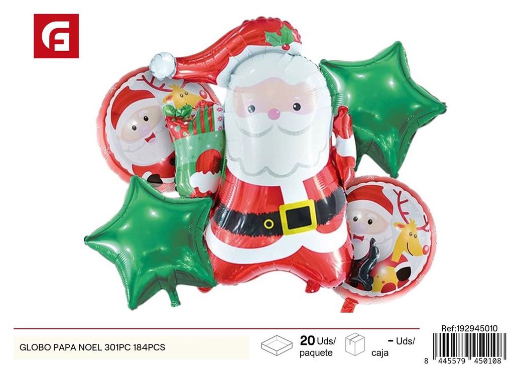 Globo de Papá Noel 30'' 1pc + 18'' 4pcs para Navidad