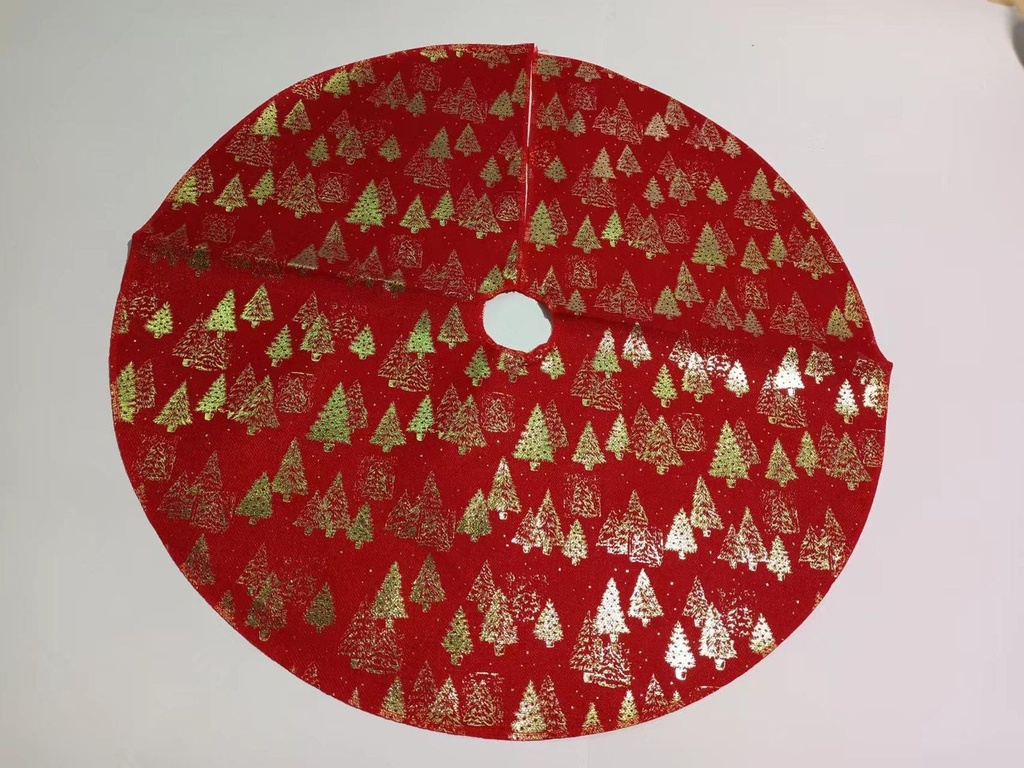 Falda para árbol de Navidad 80cm roja con detalles dorados