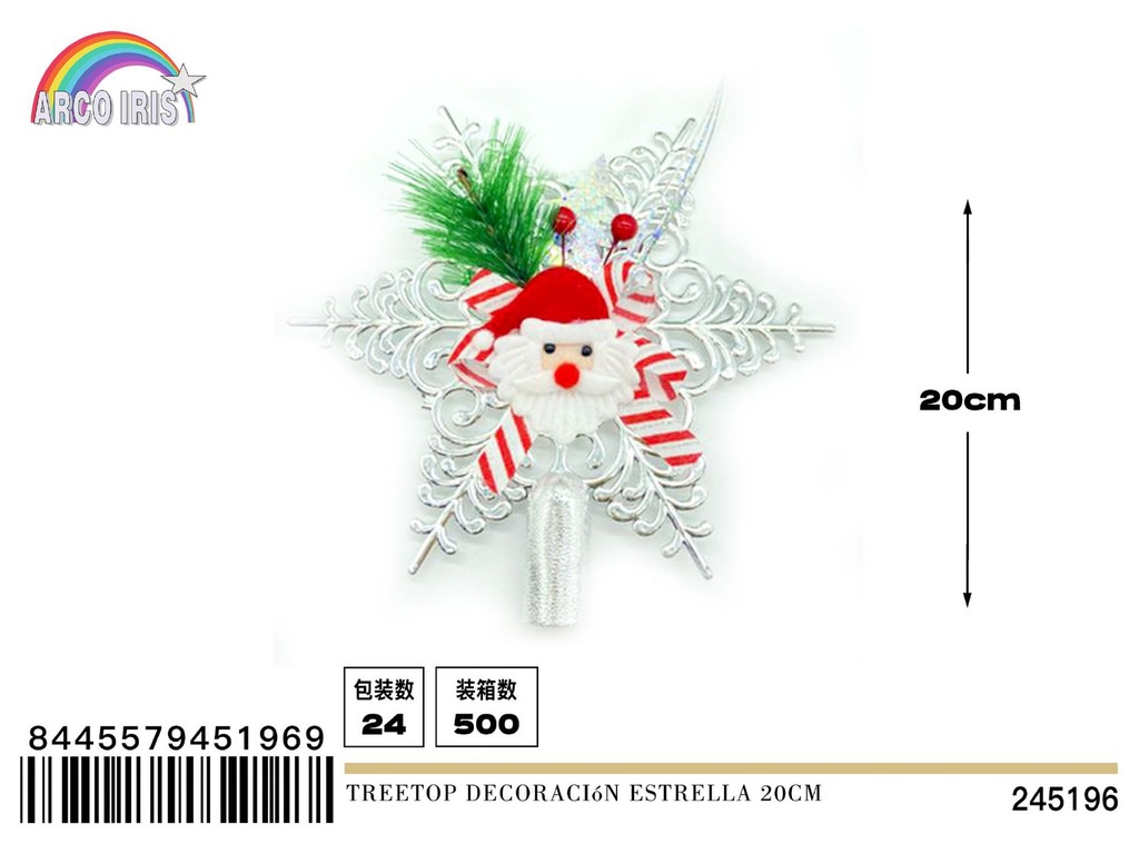 Decoración de estrella para árbol de Navidad 20cm