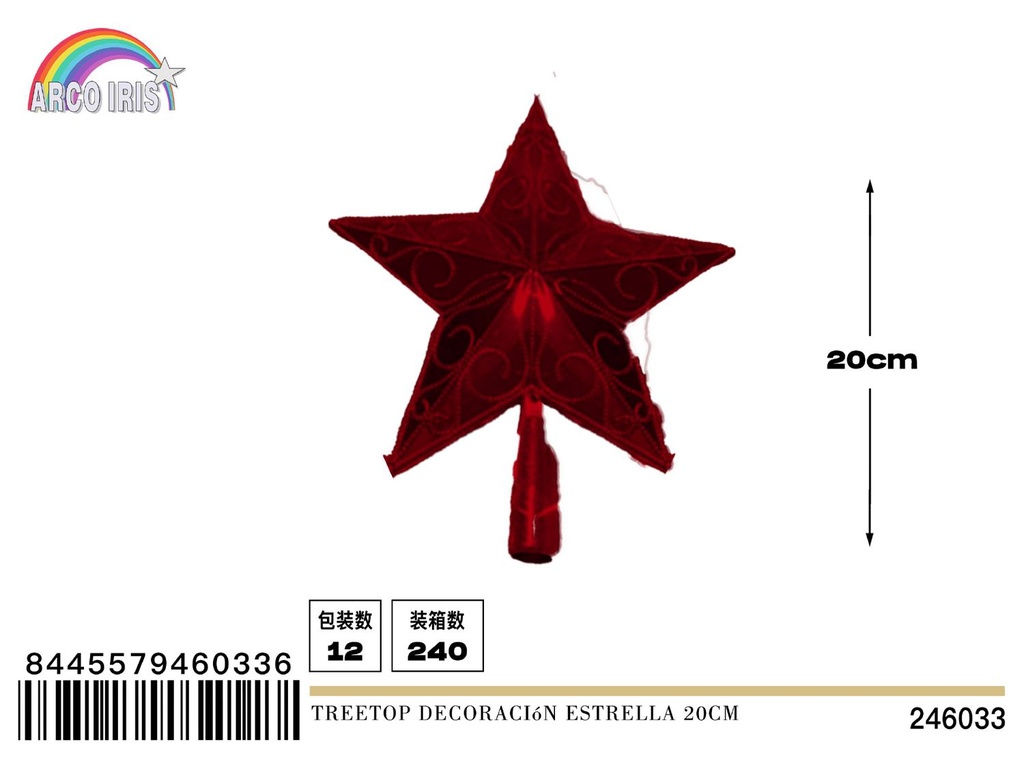 Estrella de Navidad roja para treetop 20cm