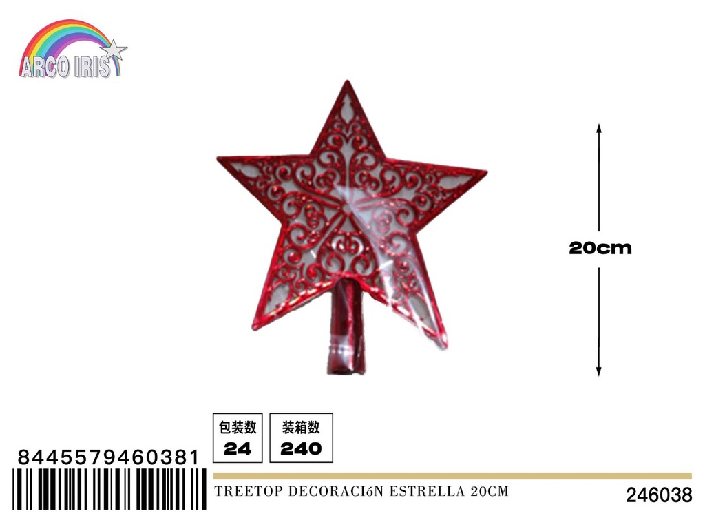 Decoración de árbol de Navidad estrella roja 20cm