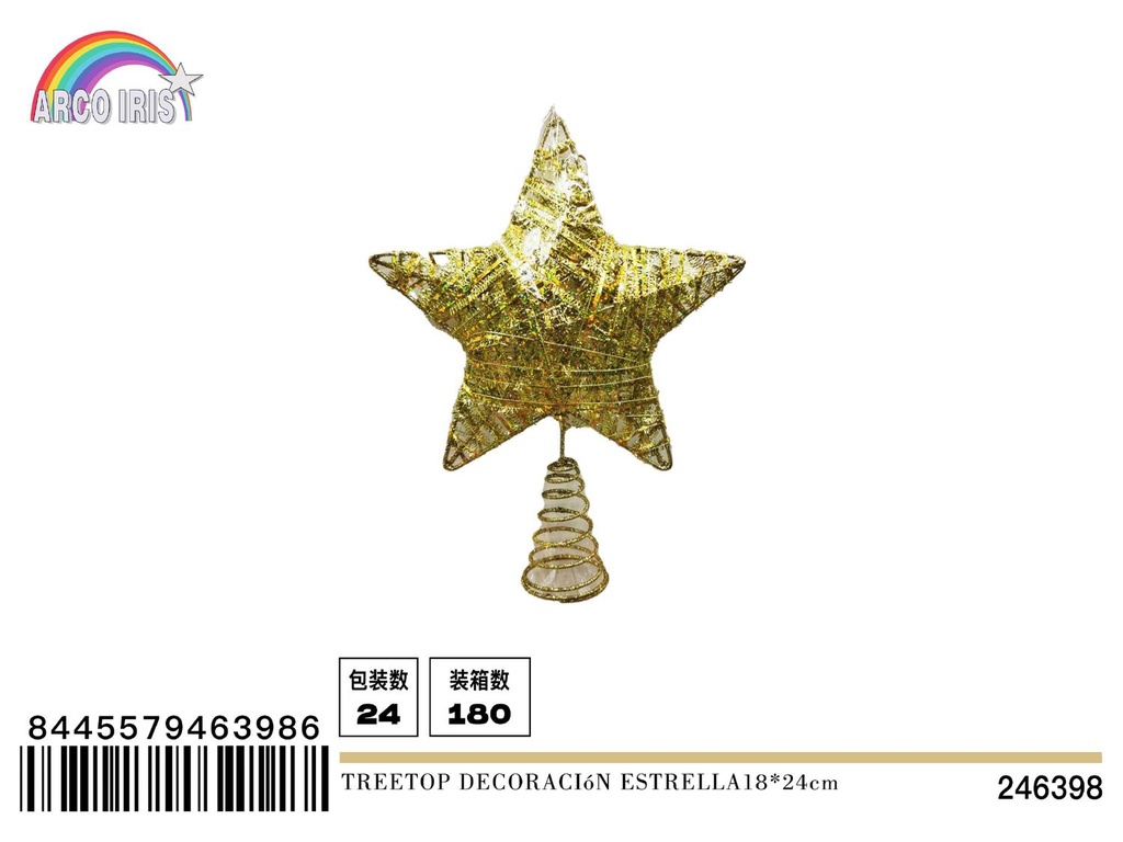 Estrella de árbol de Navidad 18x24cm decorativa