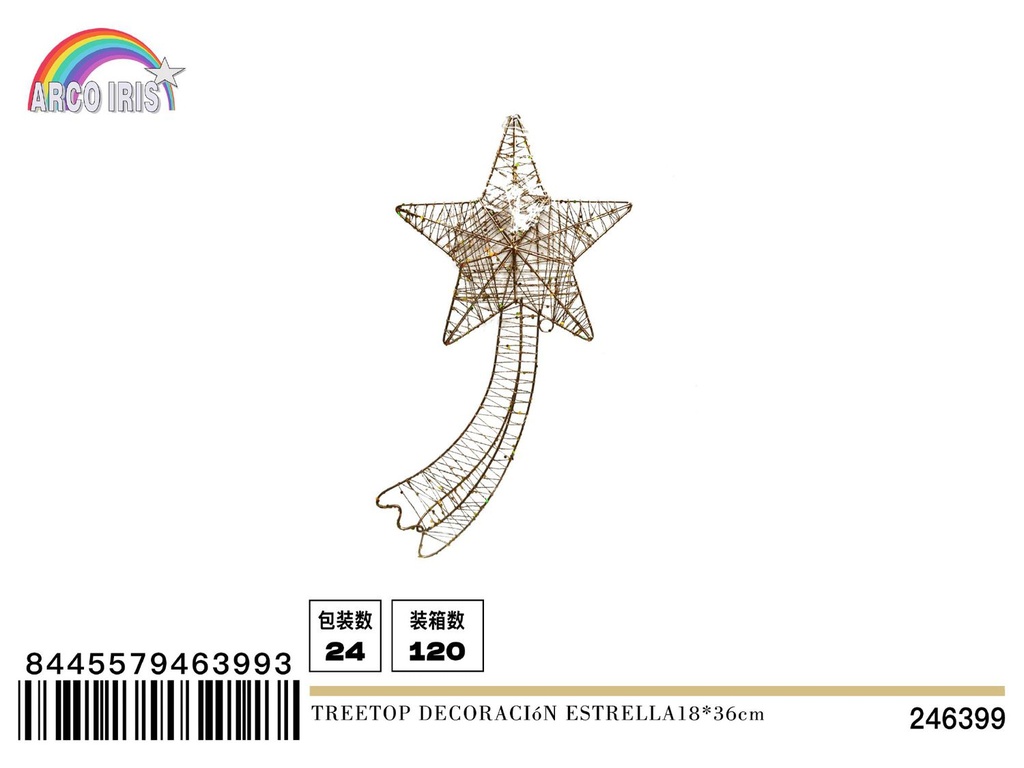 Decoración estrella para árbol de Navidad 18*36cm para la cima del árbol